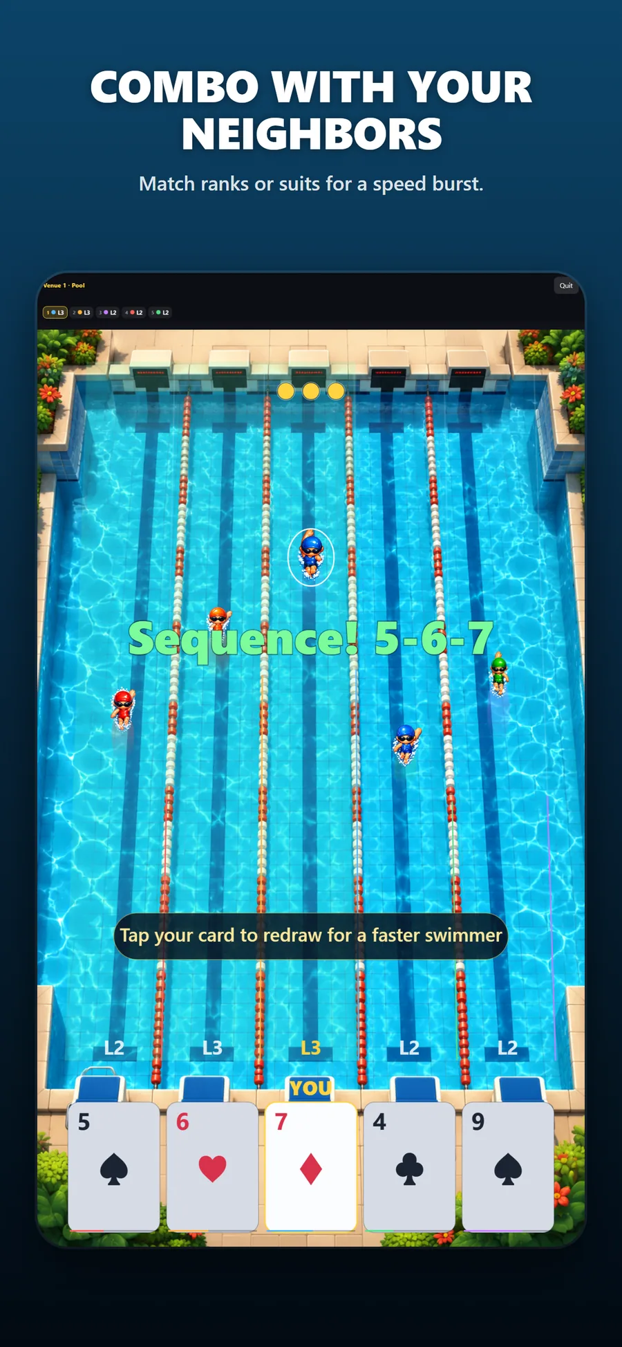 Chain combos with your neighboring lanes